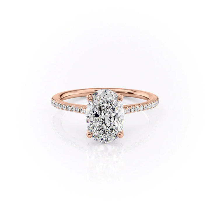 The Pave Meera Set With Oval Pave Lab Diamond 1 Carat 14K Rose#material_rose