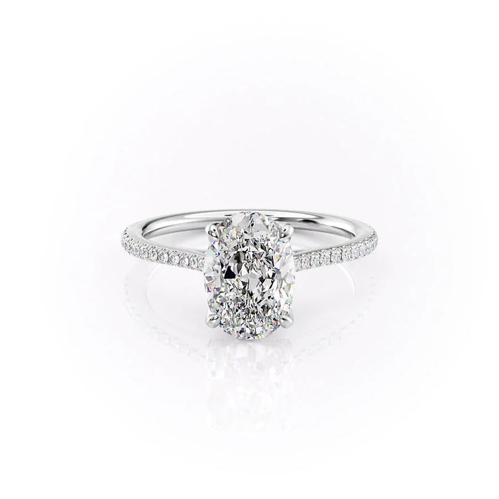 The Pave Meera Set With Oval Pave Lab Diamond 1 Carat 14K White#material_white