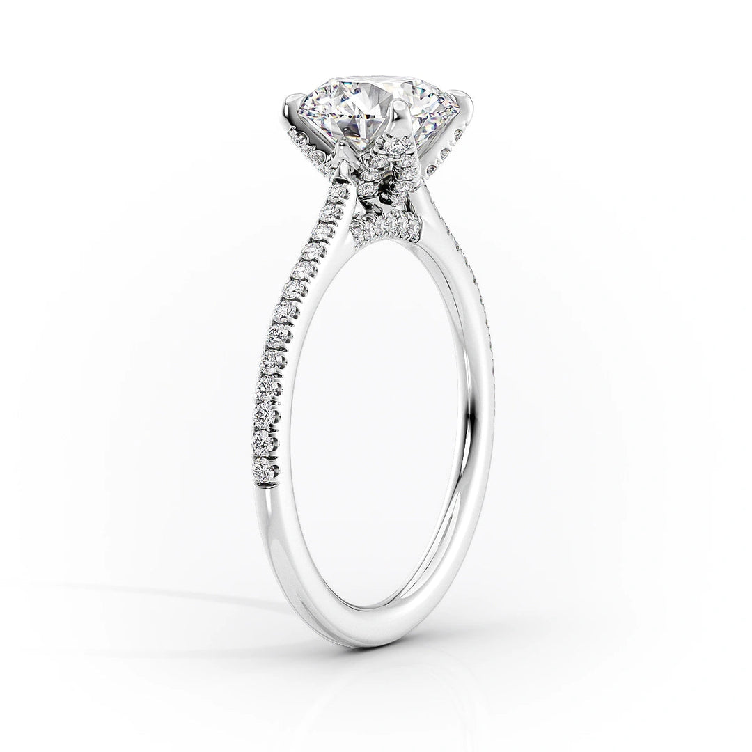 The Pave Meera Set With Oval Pave Lab Diamond 1.5 Carat 14K White#material_white