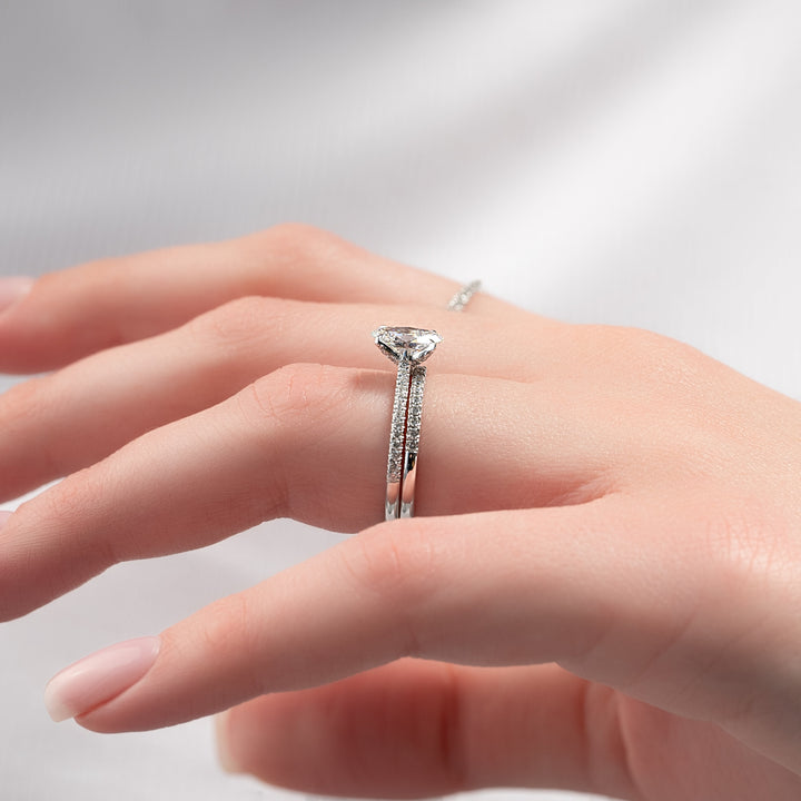 The Pave Meera Oval Lab Diamond Moissanite Engagement Ring *Shown with 1 ct #material_white