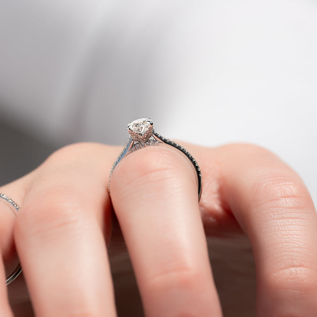 The Pave Meera Oval Lab Diamond Moissanite Engagement Ring