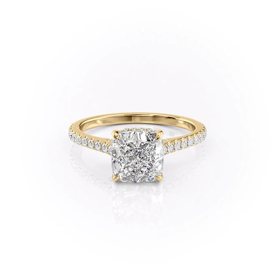 The Pave Natasha Set With Cushion Pave Lab Diamond 1 Carat 14K Gold#material_gold