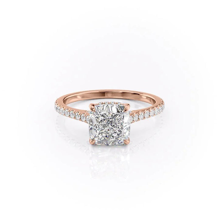 The Pave Natasha Set With Cushion Pave Lab Diamond 1 Carat 14K Rose#material_rose