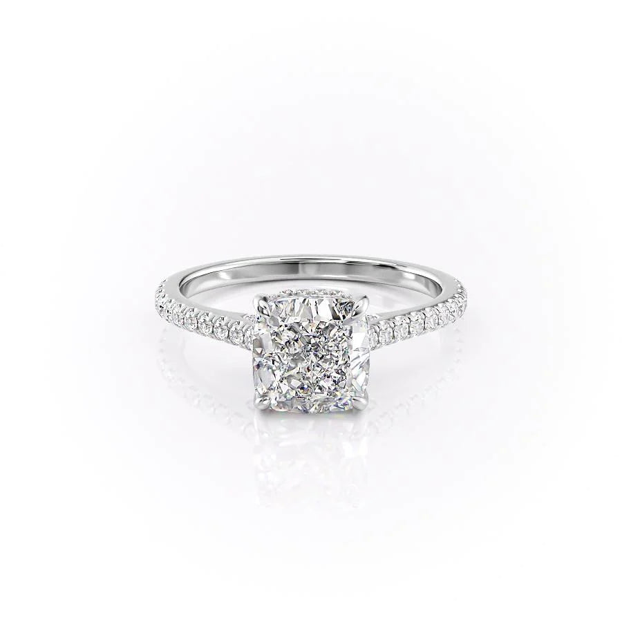 The Pave Natasha Set With Cushion Pave Lab Diamond 1 Carat 14K White#material_white