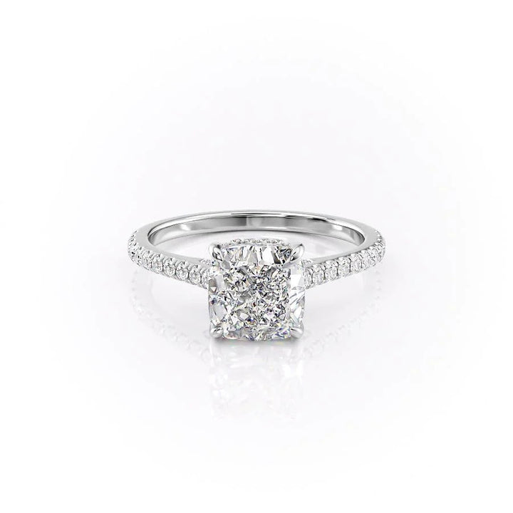 The Pave Natasha Set With Cushion Pave Lab Diamond 1 Carat 14K White#material_white