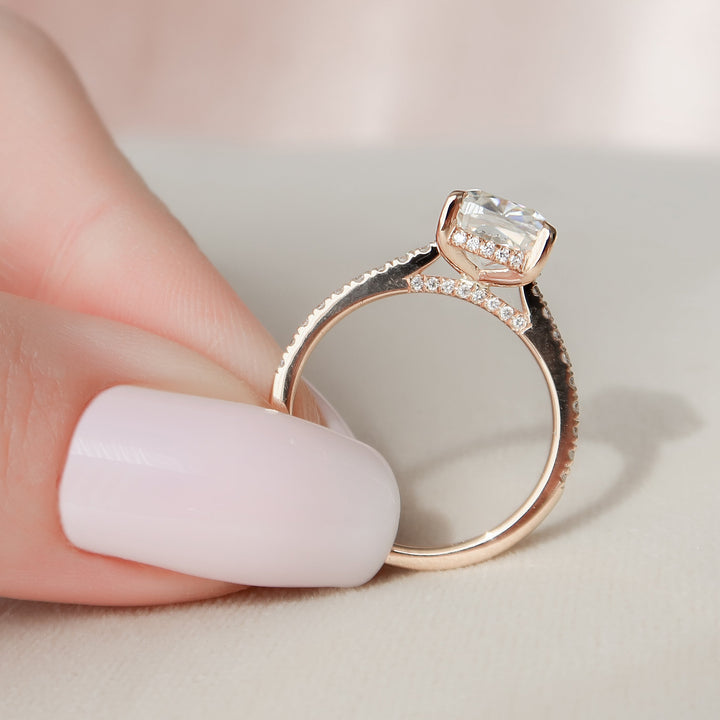 The Pave Natasha Cushion Lab Diamond Moissanite Engagement Ring *Shown with 2.5 ct #material_rose