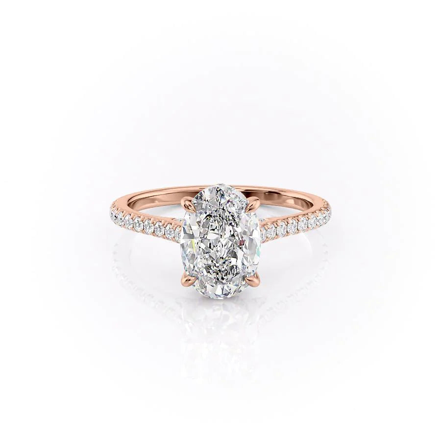 The Pave Natasha Set With Oval Pave Lab Diamond 1 Carat 14K Rose#material_rose