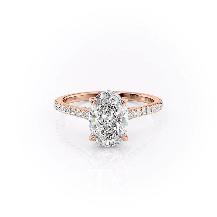 The Pave Natasha Set With Oval Pave Lab Diamond 1 Carat 14K Rose#material_rose