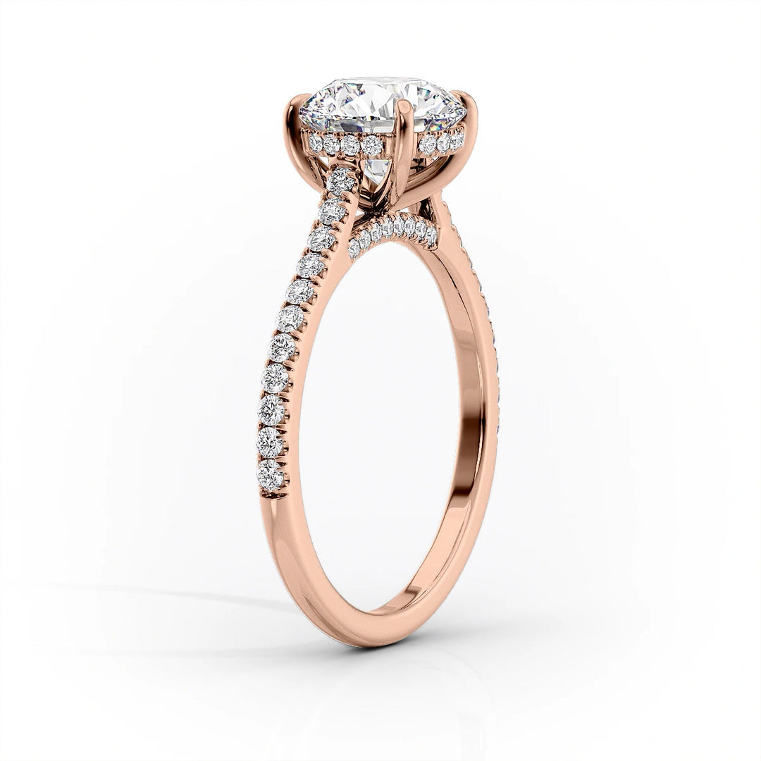 The Pave Natasha Set With Oval Pave Lab Diamond 1.5 Carat 14K Rose#material_rose