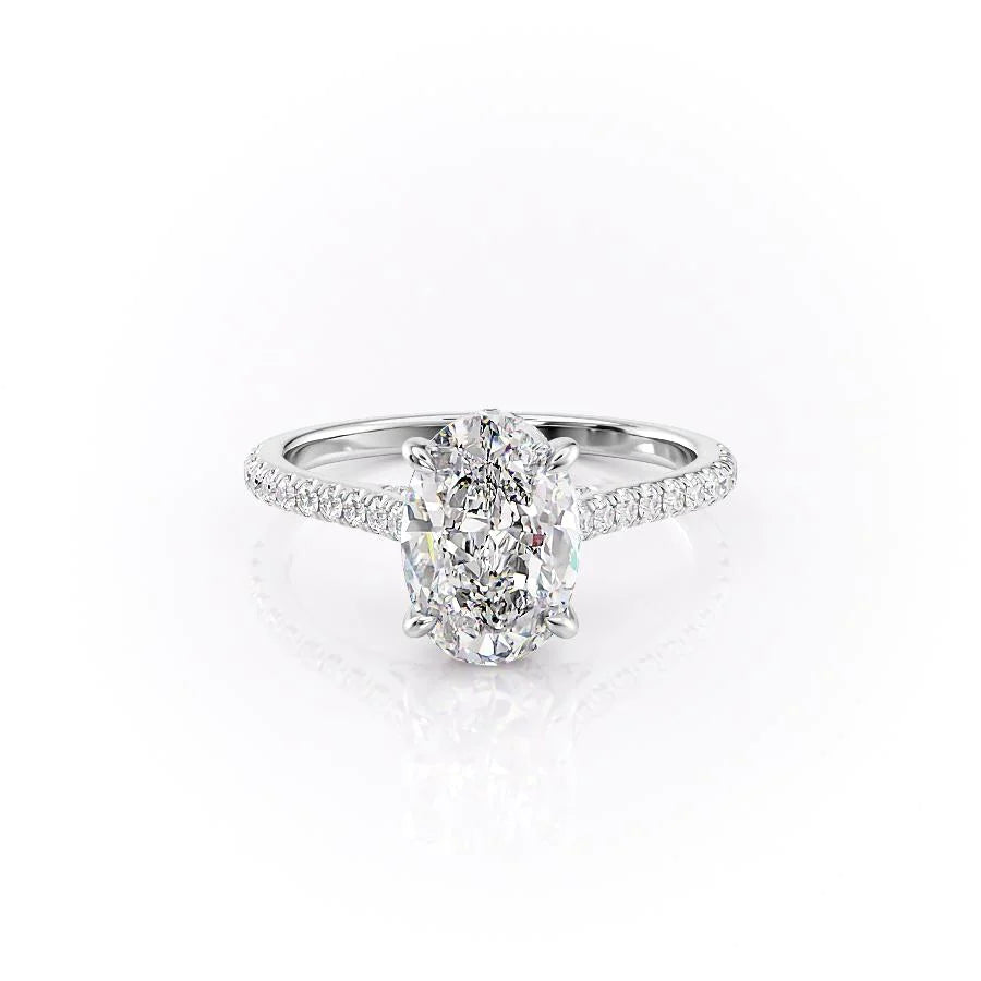 The Pave Natasha Set With Oval Pave Lab Diamond 1 Carat 14K White#material_white