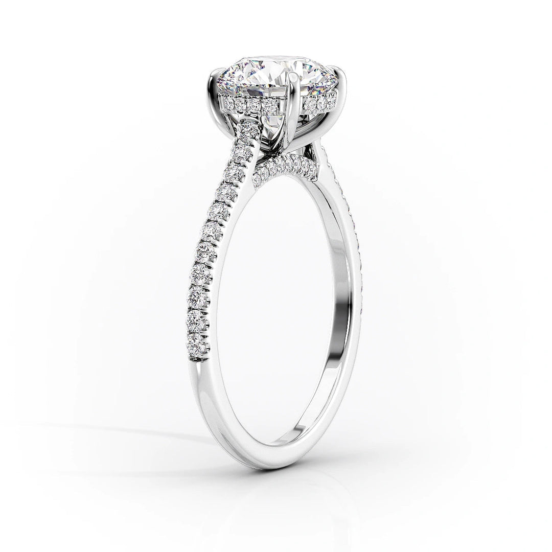 The Pave Natasha Set With Oval Pave Lab Diamond 1.5 Carat 14K White#material_white