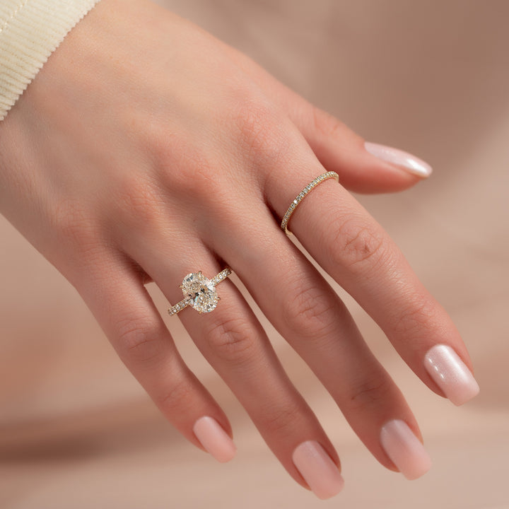 The Pave Natasha Oval Lab Diamond Moissanite Engagement Ring *Shown with 2.5 ct #material_gold