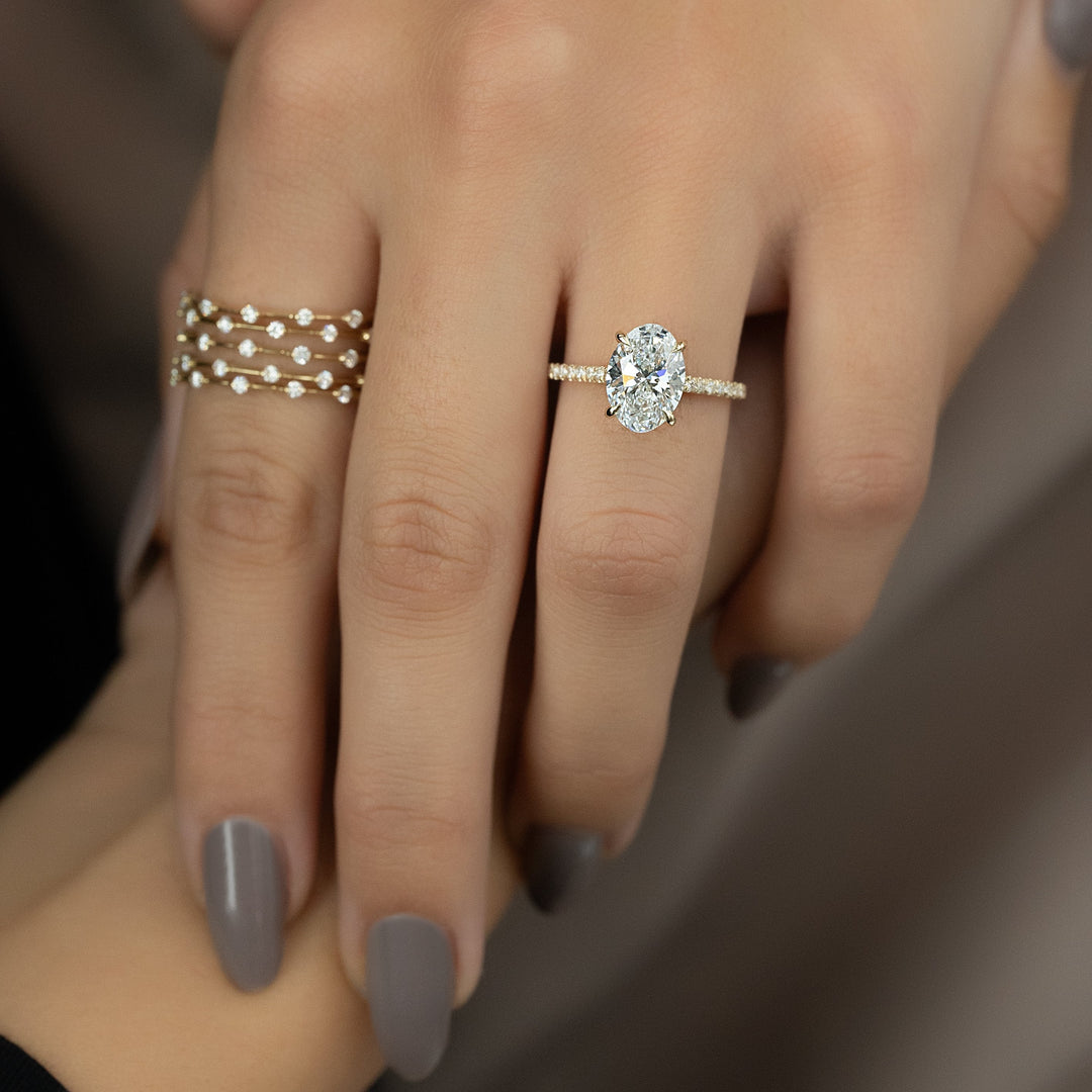 The Pave Natasha Oval Lab Diamond Moissanite Engagement Ring