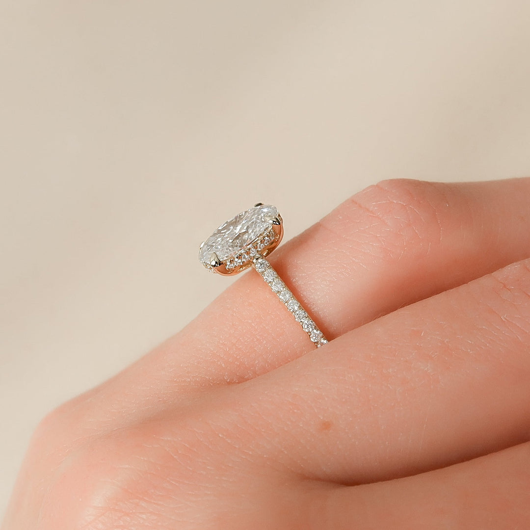 The Pave Natasha Oval Lab Diamond Moissanite Engagement Ring