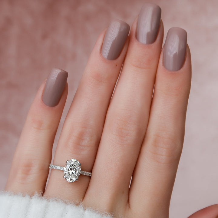 The Pave Natasha Oval Lab Diamond Moissanite Engagement Ring *Shown with 2 ct #material_white