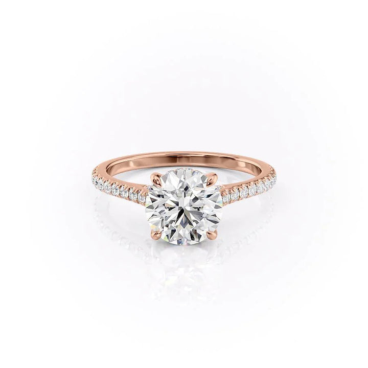 The Pave Natasha Set With Round Pave Lab Diamond 1 Carat 14K Rose#material_rose