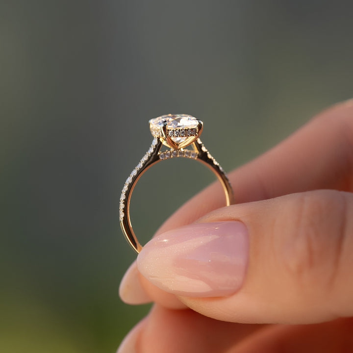 The Pave Natasha Round Lab Diamond Moissanite Engagement Ring *Shown with 2 ct #material_gold