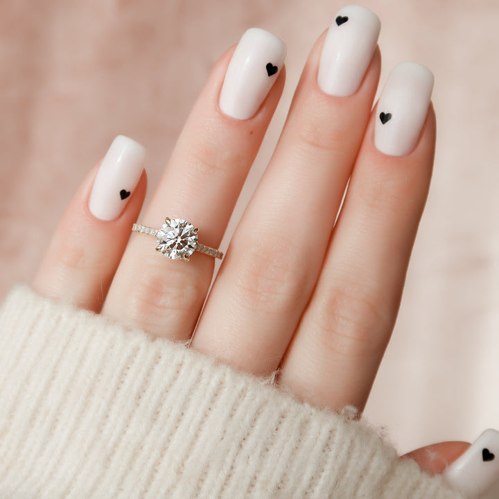 The Pave Natasha Round Lab Diamond Moissanite Engagement Ring *Shown with 1.5 ct #material_gold