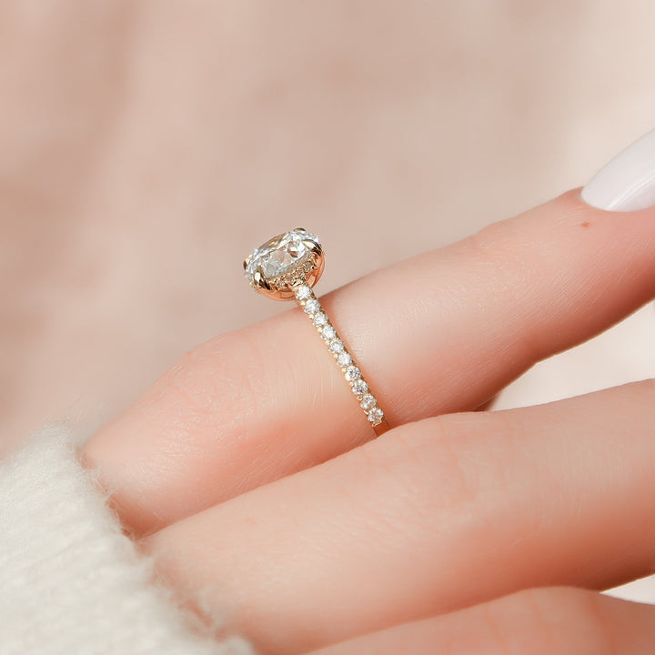 The Pave Natasha Round Lab Diamond Moissanite Engagement Ring *Shown with 1.5 ct #material_gold