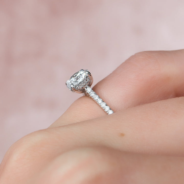 The Pave Natasha Round Lab Diamond Moissanite Engagement Ring *Shown with 1.5 ct #material_white