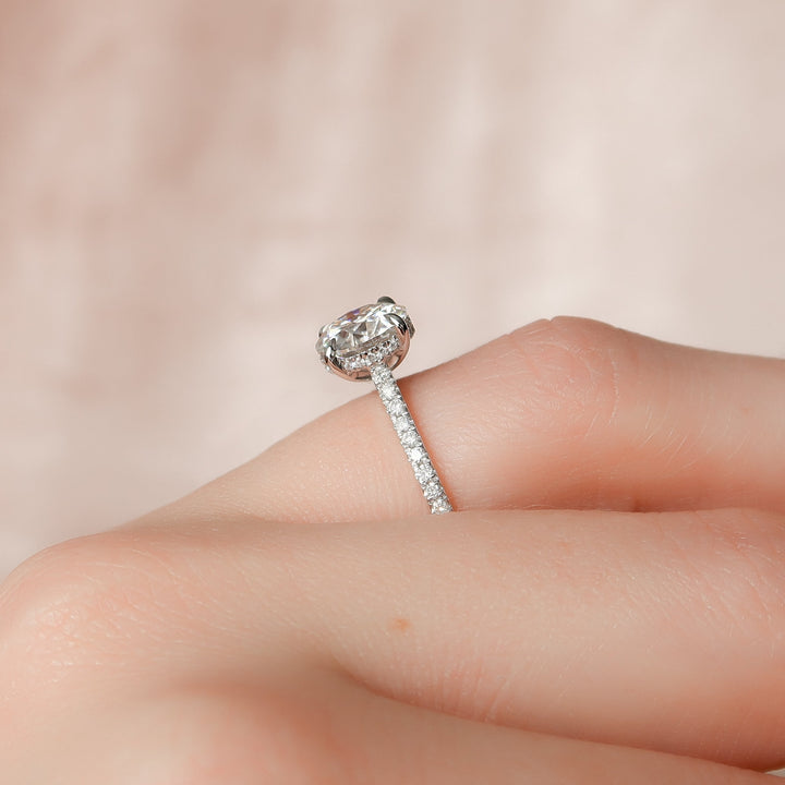 The Pave Natasha Round Lab Diamond Moissanite Engagement Ring *Shown with 2 ct #material_white