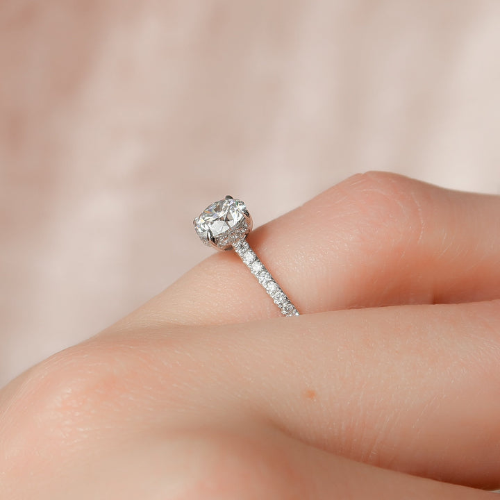 The Pave Natasha Round Lab Diamond Moissanite Engagement Ring *Shown with 1 ct #material_white
