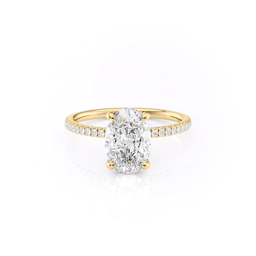 The Pave Navy Set With Oval Pave Lab Diamond 1 Carat 14K Gold#material_gold