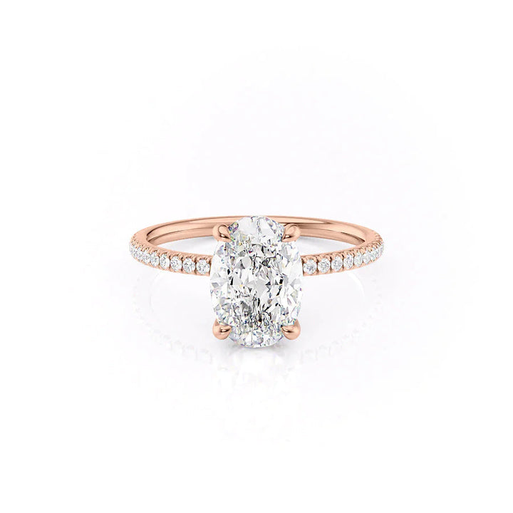 The Pave Navy Set With Oval Pave Lab Diamond 1 Carat 14K Rose#material_rose