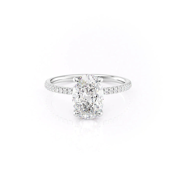 The Pave Navy Set With Oval Pave Lab Diamond 1 Carat 14K White#material_white