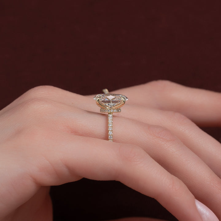 The Pave Navy Oval Lab Diamond Moissanite Engagement Ring *Shown with 3.5 ct #material_gold