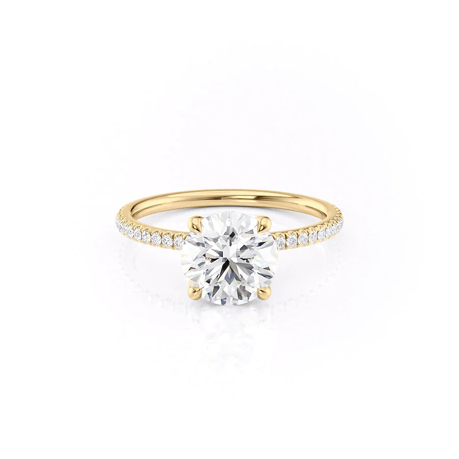 The Pave Navy Set With Round Pave Lab Diamond 1 Carat 14K Gold#material_gold