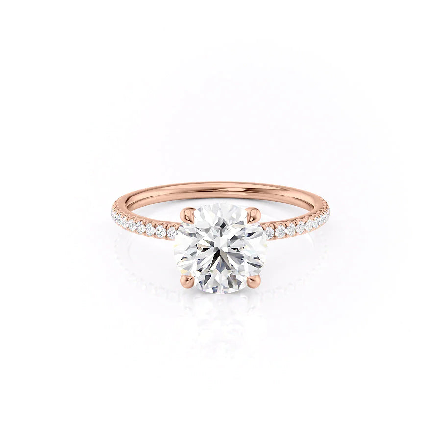 The Pave Navy Set With Round Pave Lab Diamond 1 Carat 14K Rose#material_rose
