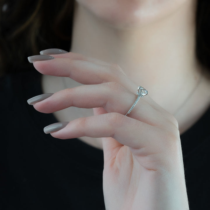 The Pave Navy Round Lab Diamond Moissanite Engagement Ring *Shown with 2 ct #material_white