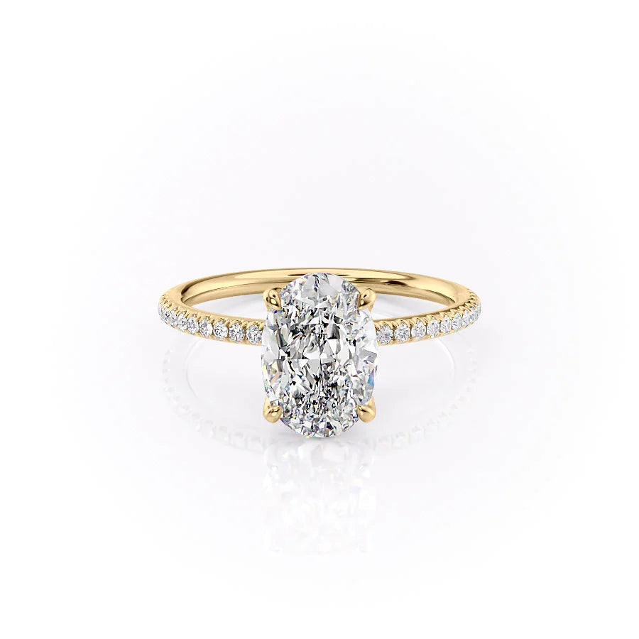 The Pave Petal Liberty Set With Oval Pave Lab Diamond 1 Carat 14K Gold#material_gold