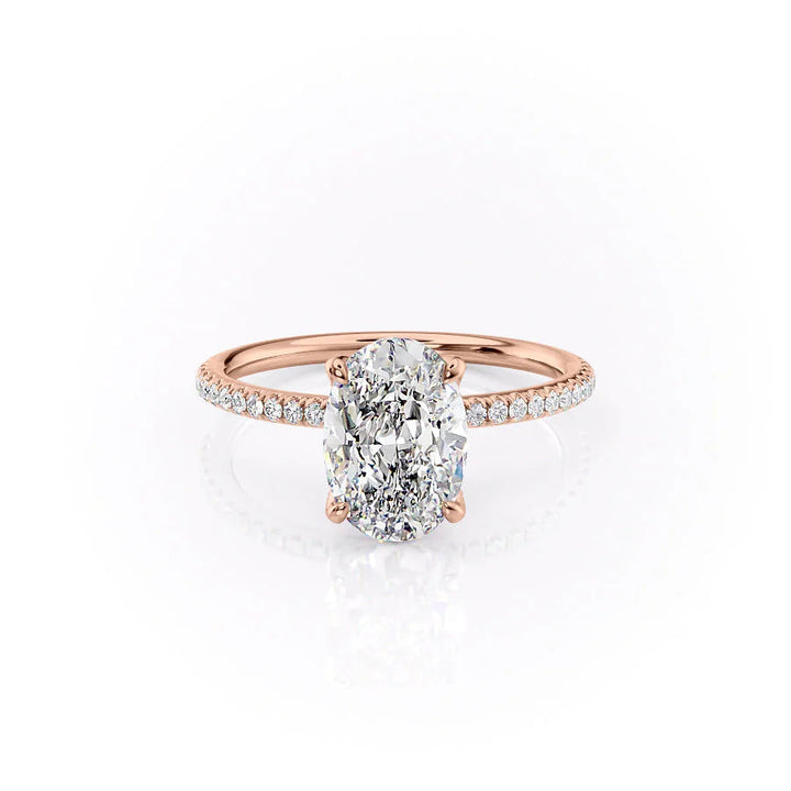 The Pave Petal Liberty Set With Oval Pave Lab Diamond 1 Carat 14K Rose#material_rose