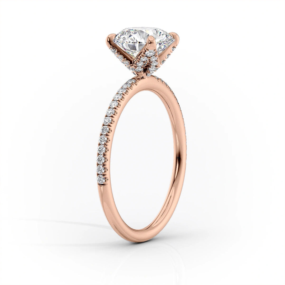 The Pave Petal Liberty Set With Oval Pave Lab Diamond 1.5 Carat 14K Rose#material_rose