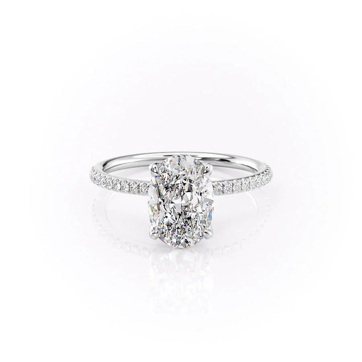 The Pave Petal Liberty Set With Oval Pave Lab Diamond 1 Carat 14K White#material_white