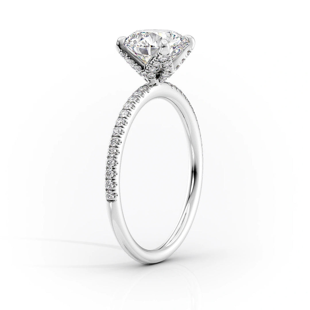 The Pave Petal Liberty Set With Oval Pave Lab Diamond 1.5 Carat 14K White#material_white