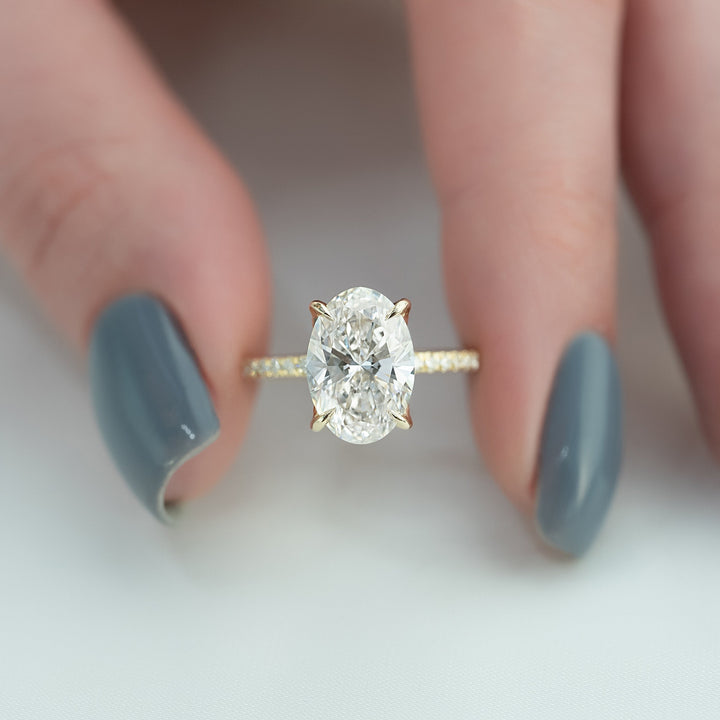 The Pave Petal Liberty Oval Lab Diamond Moissanite Engagement Ring *Shown with 3 ct #material_gold