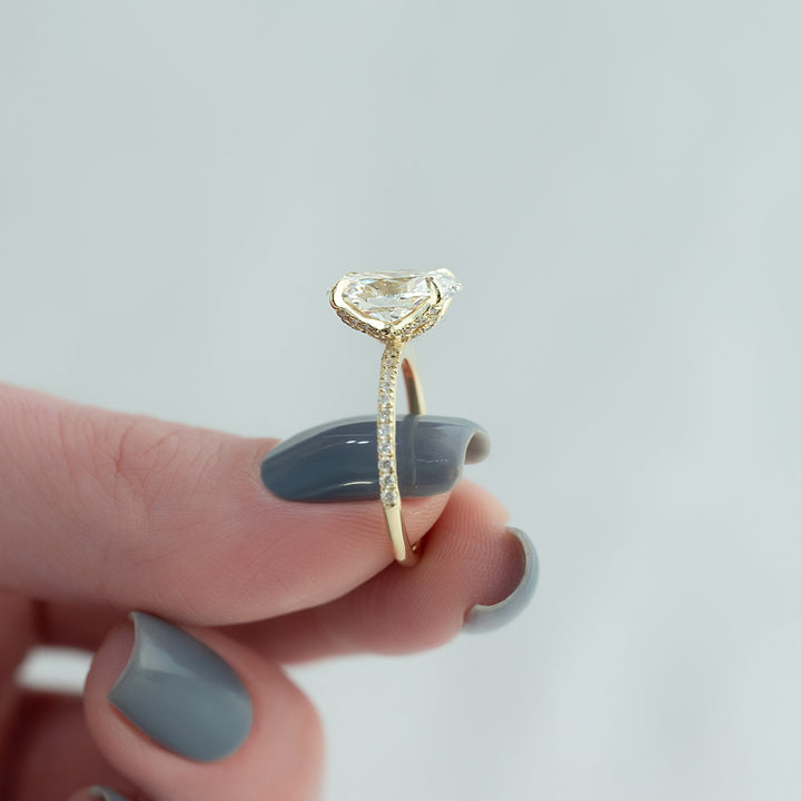 The Pave Petal Liberty Oval Lab Diamond Moissanite Engagement Ring *Shown with 3 ct #material_gold