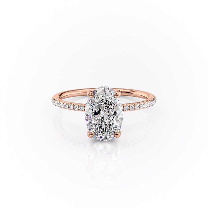 The Pave Sydney Set With Oval Pave Lab Diamond 1 Carat 14K Rose#material_rose