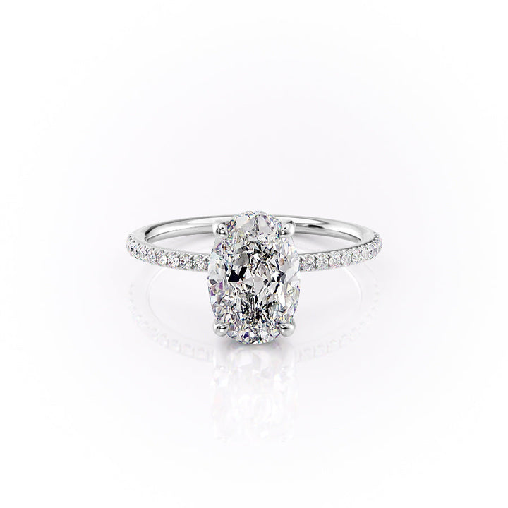 The Pave Sydney Set With Oval Pave Lab Diamond 1 Carat 14K White#material_white