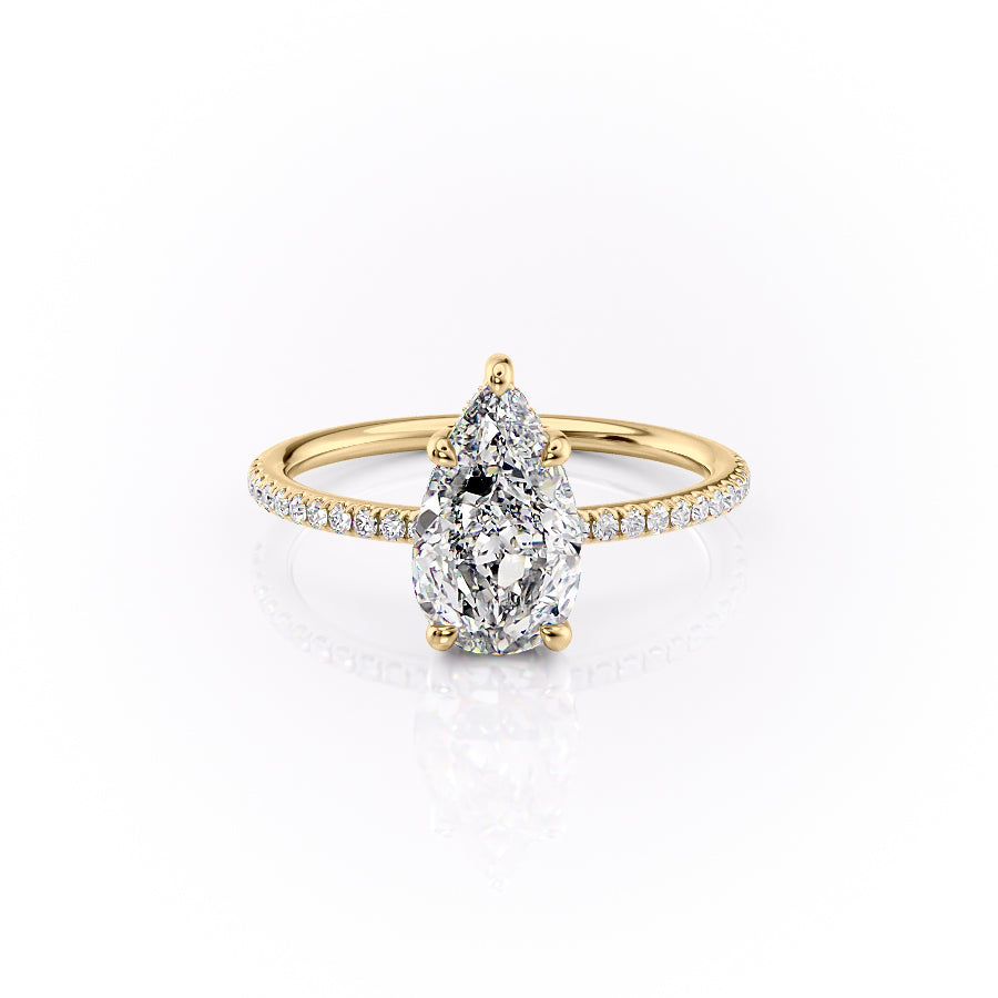 The Pave Sydney Set With Pear Pave Lab Diamond 1 Carat 14K Gold#material_gold