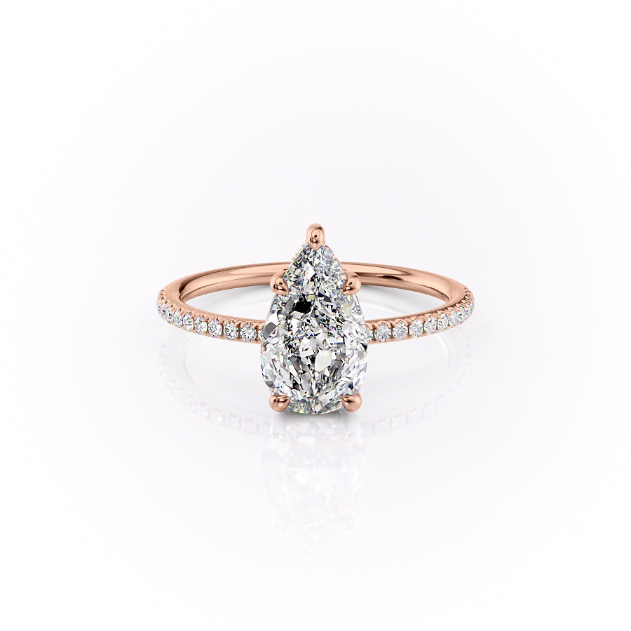 The Pave Sydney Set With Pear Pave Lab Diamond 1 Carat 14K Rose#material_rose