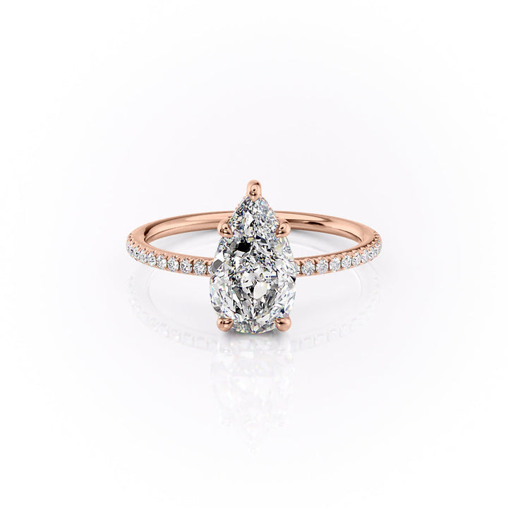 The Pave Sydney Set With Pear Pave Lab Diamond 1 Carat 14K Rose#material_rose
