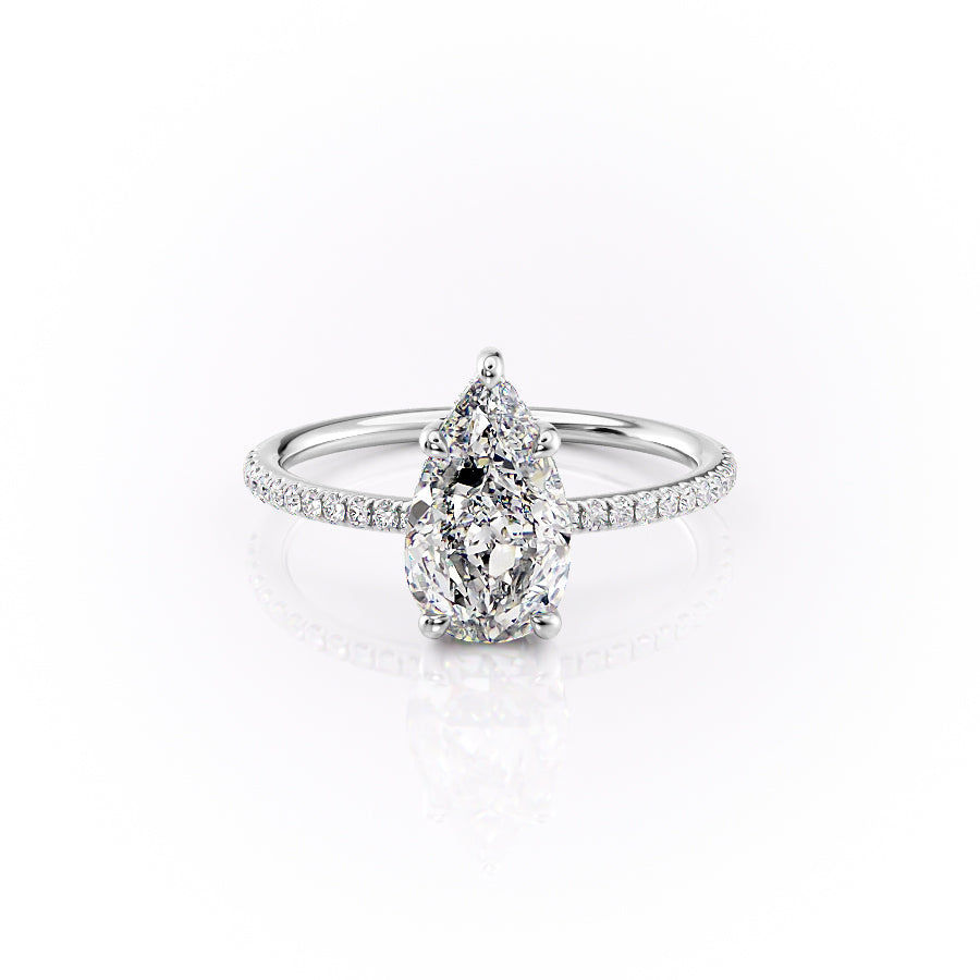 The Pave Sydney Set With Pear Pave Lab Diamond 1 Carat 14K White#material_white