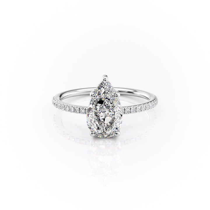 The Pave Sydney Set With Pear Pave Lab Diamond 1 Carat 14K White#material_white