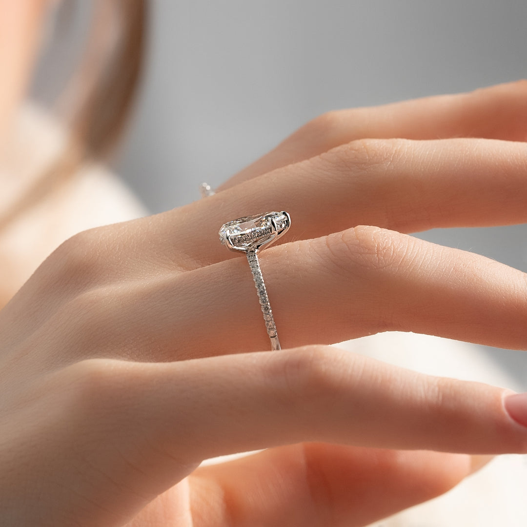 The Pave Sydney Pear Lab Diamond Moissanite Engagement Ring