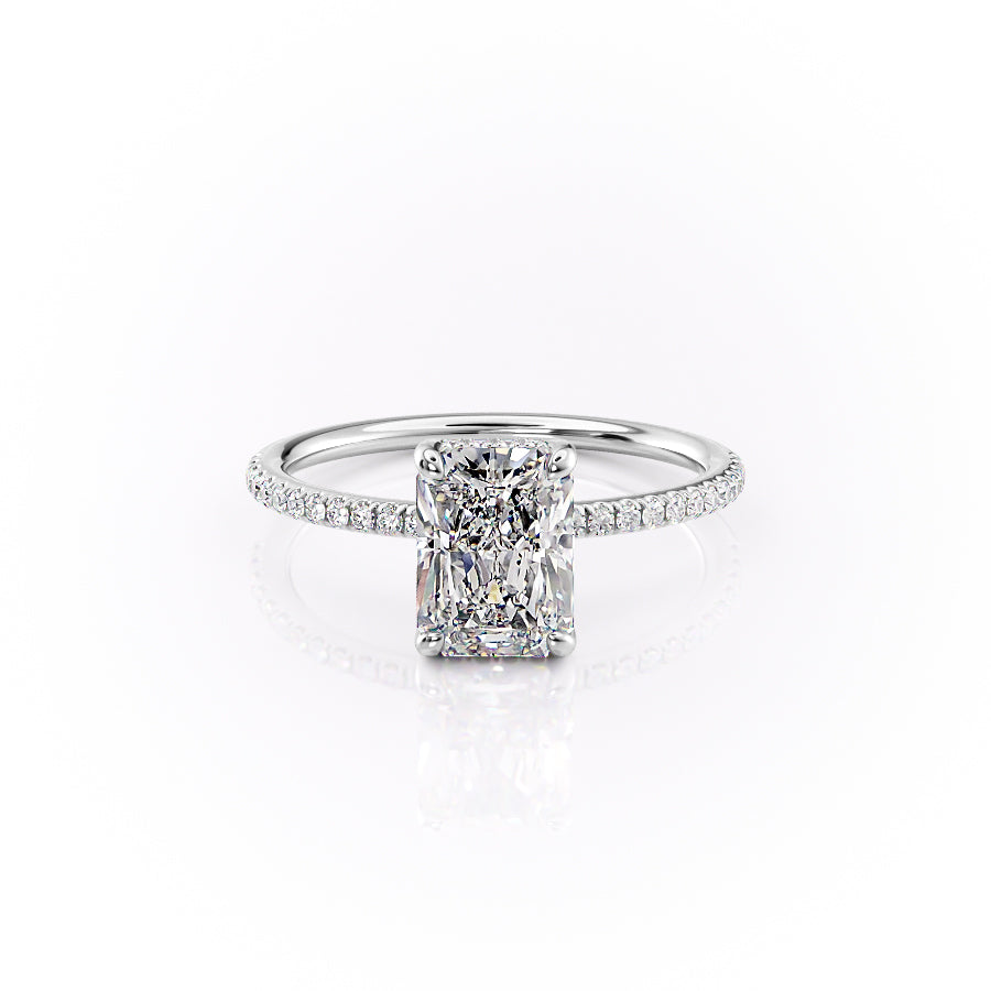 The Pave Sydney Set With Radiant Pave Lab Diamond 1 Carat 14K White#material_white