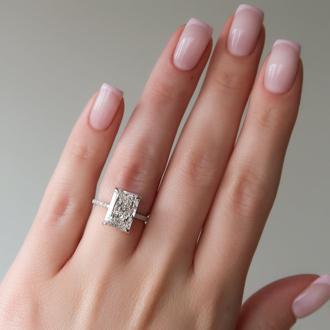 The Pave Sydney Set With Radiant Pave Lab Diamond 2 Carat 14K White#material_white